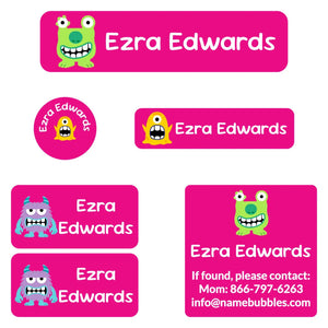 camp labels pack monsters pink