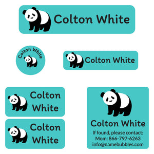 camp labels pack panda aqua