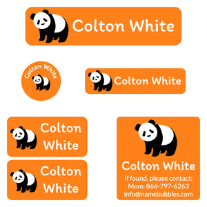 camp labels pack panda orange