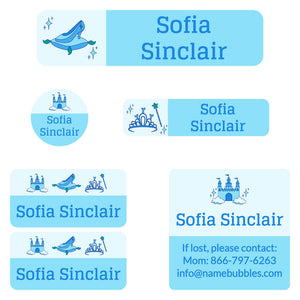 camp labels pack princess blue