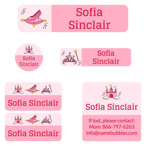 camp labels pack princess pink