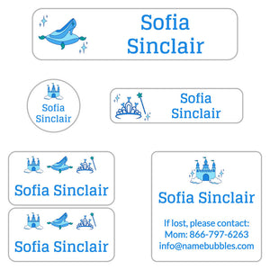 camp labels pack princess white - blue