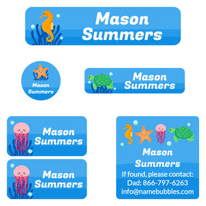 sea animals camp labels pack