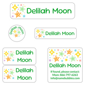 camp labels pack stars green rainbow