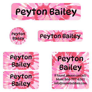 camp labels pack tie-dye art pink