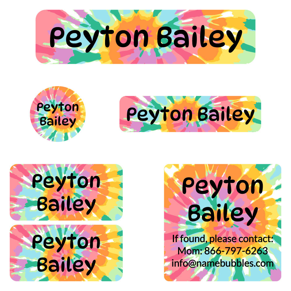 Tie-Dye Art Camp Labels Pack