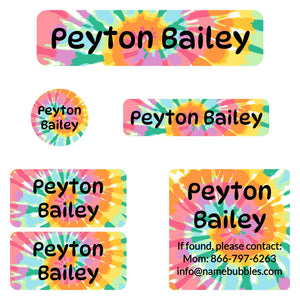 camp labels pack tie-dye art rainbow