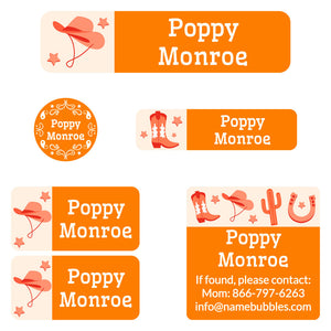 camp labels pack western orange