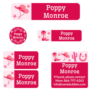 camp labels pack western pink