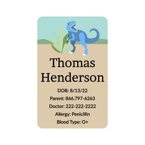 car seat labels dinosaurs tan