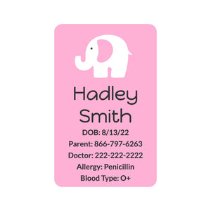 luggage labels pack elephant baby pink