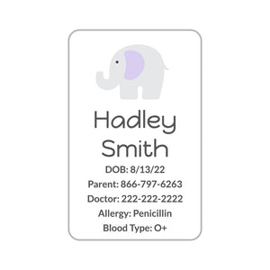luggage labels pack elephant white - baby purple