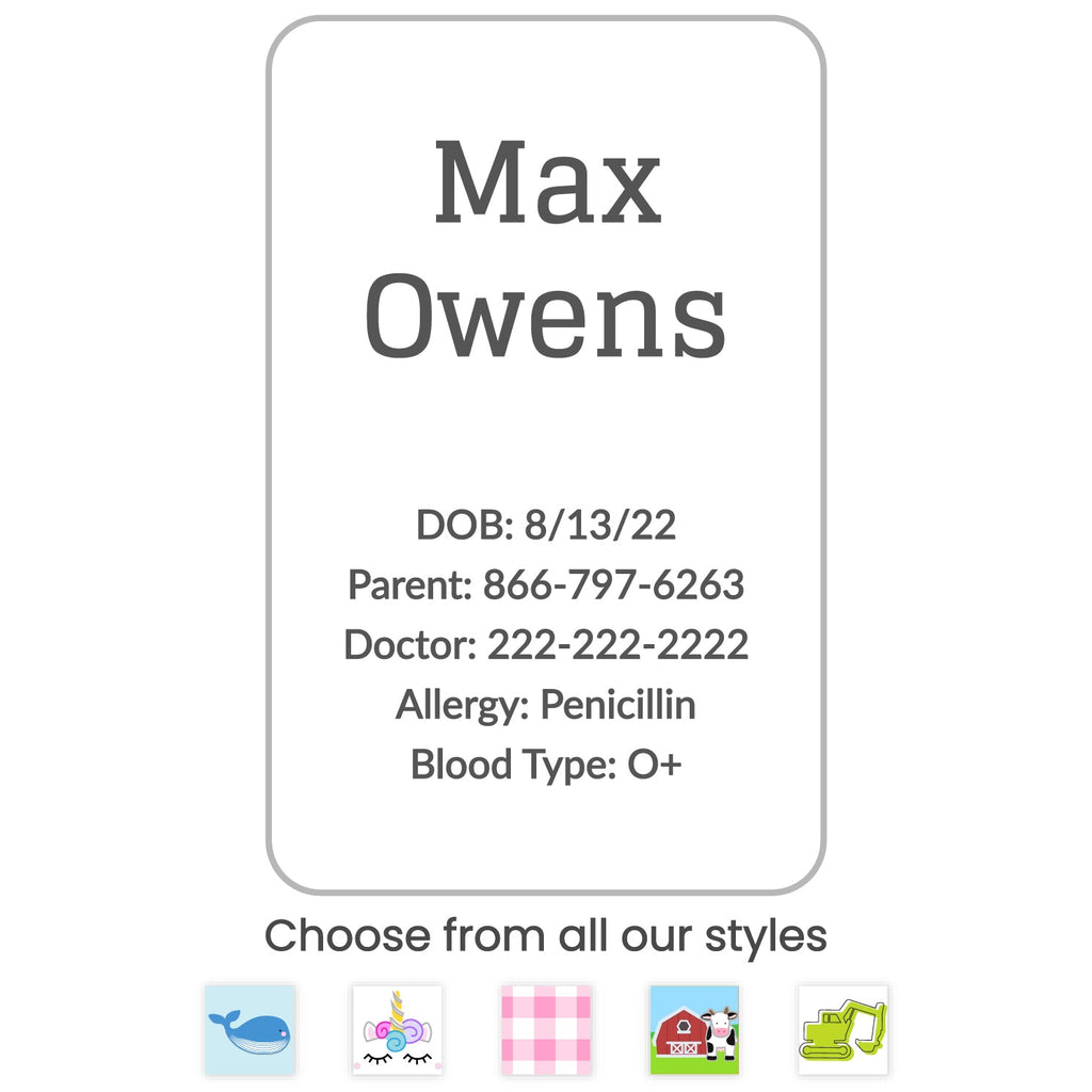 Custom Car Seat Labels | Name Bubbles