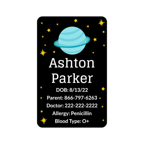 Space Car Seat Labels | Name Bubbles