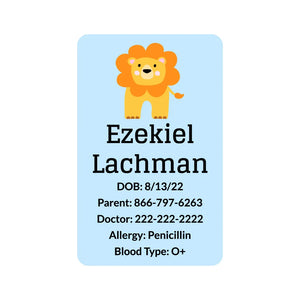 zoo animals light blue mega car seat labels