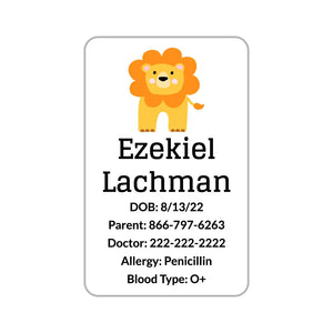 zoo animals white mega car seat labels