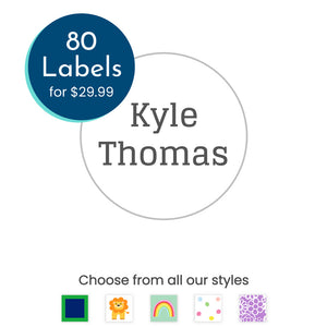 custom circle iron-on clothing labels for kids
