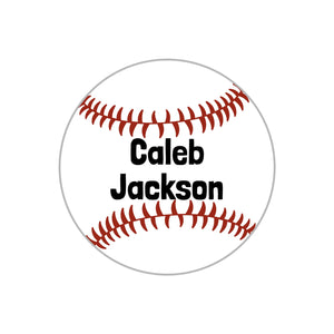 circle name stickers for kids baseball green