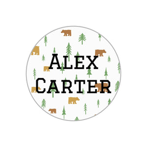 circle name labels for kids in bear light gray