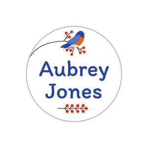 circle name stickers for kids in bluebird
