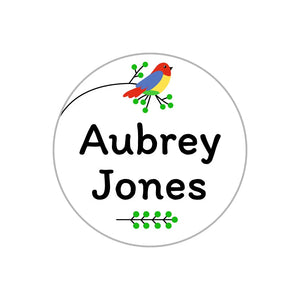 circle name stickers for kids in parrot