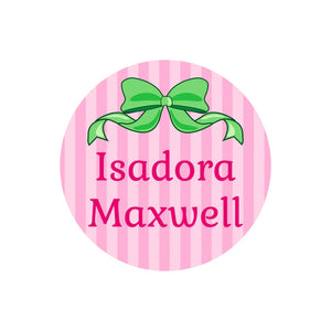 circle name labels bow green pink