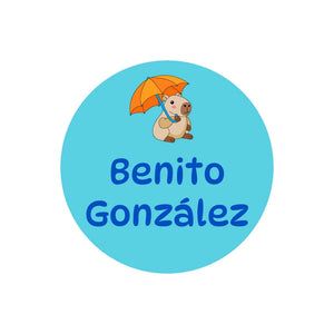 circle name labels in capybara blue