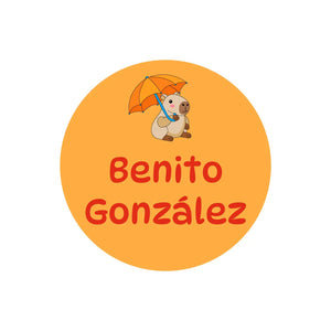 circle name labels in capybara orange