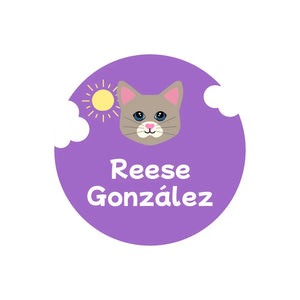 cats purple circle name labels