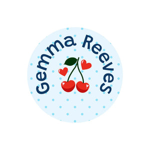 circle name labels cherries blue