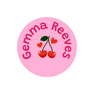 circle name labels cherries solid pink