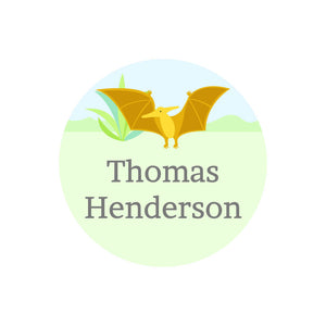 circle name labels dinosaurs green