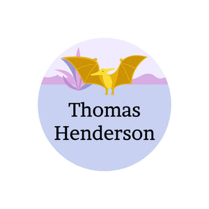 circle name labels dinosaurs purple