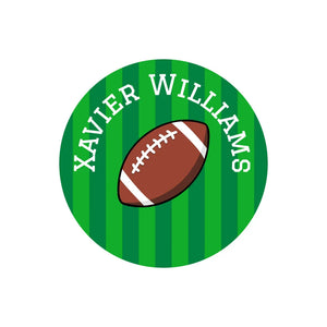 circle name stickers for kids in football green