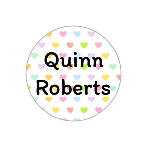 circle name stickers for kids hearts original rainbow
