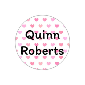 circle name stickers for kids hearts pink