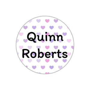 circle name stickers for kids hearts purple