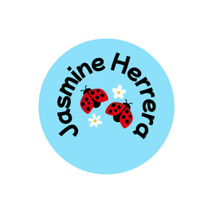 circle name labels ladybug sky blue