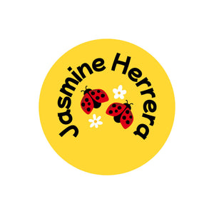 circle name labels ladybug yellow