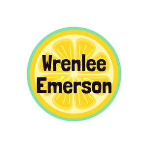 small rectangle name labels lemons green