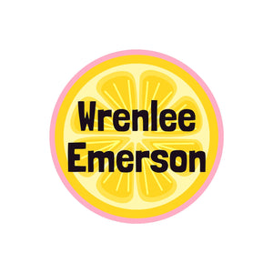 small rectangle name labels lemons pink