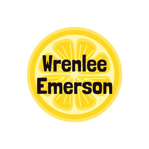 small rectangle name labels lemons yellow
