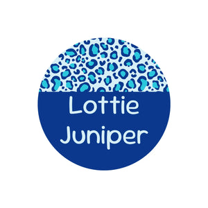 circle name labels leopard print blue