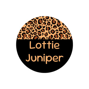 circle name labels leopard print classic