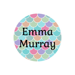 circle name labels mermaid pattern rainbow