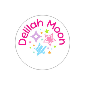 circle name labels stars pink rainbow