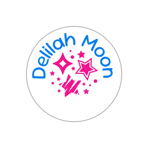 circle name labels stars pink blue