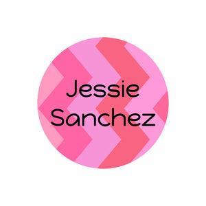 circle dishwasher-safe labels for kids in zig zag pink 