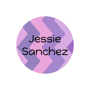 circle dishwasher-safe labels for kids in zig zag purple
