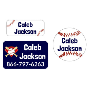 clothing name labels pack for kids baseball dark blue